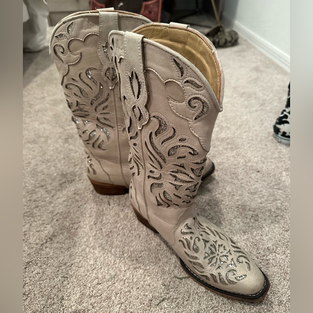 Silver cowboy boots
